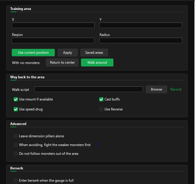 The training page